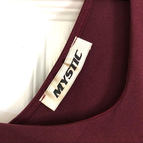 [ Sold ]Burgundy Skater Dress by Mystic, Large - Picture 3 of 7